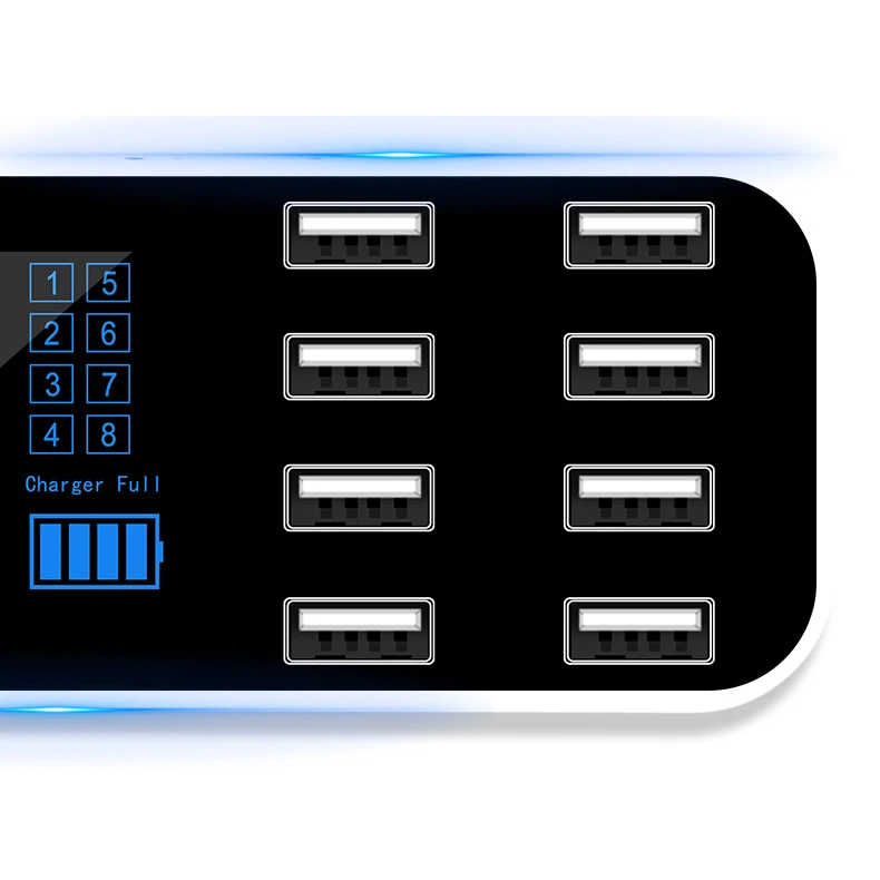 A9S 8 Port USB Charging Station With LED Voltage Current Display Multi Port Power Adapter Chager 4