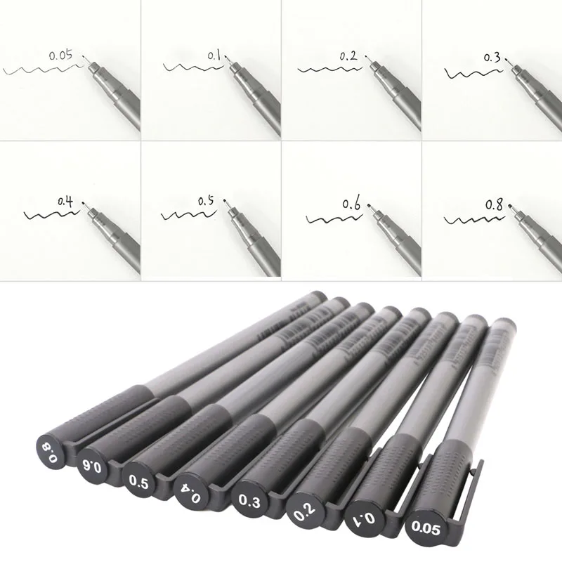 

1X Black Fine Line Pen Waterproof Writing Marker Sketching Art Pens 0.05mm 634B