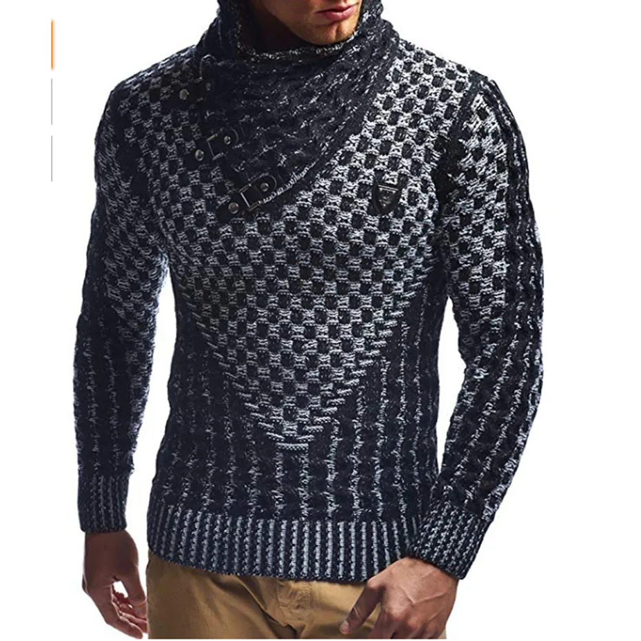 

ZOGAA Mens Sweaters 2019 Warm Hedging Turtleneck Pullover Sweater Man Casual Knitwear Slim Winter Sweater Male Brand Clothing