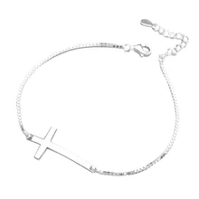 Аутентичные 925 пробы Серебряный классический этнический крест браслет минималистичный ювелирные изделия для женщин вечерние модные аксессуары