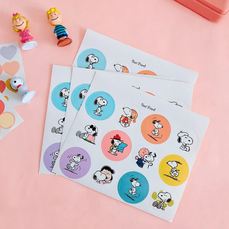 

Ins Cartoon Rogue Dog Round Cute Stickers Scrapbook Creative Decorative Notebook Diary Label Sealing Japanese Sticker Stationery