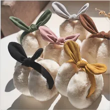 Новые регулируемые складные меховые мягкие женские теплые наушники, одноцветные милые наушники с бантом, складные зимние наушники