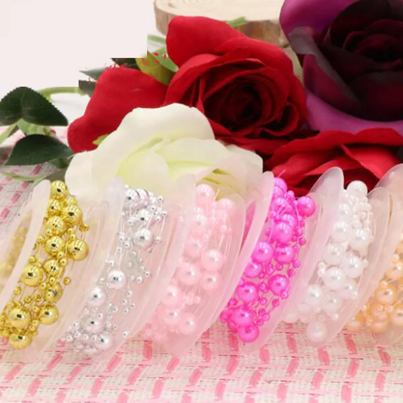 

2m/Roll Multicolor Heart/Fllower five star shape Artificial Pearls Beads Chain Fishing Line Garland Flowers DIY For Wedding