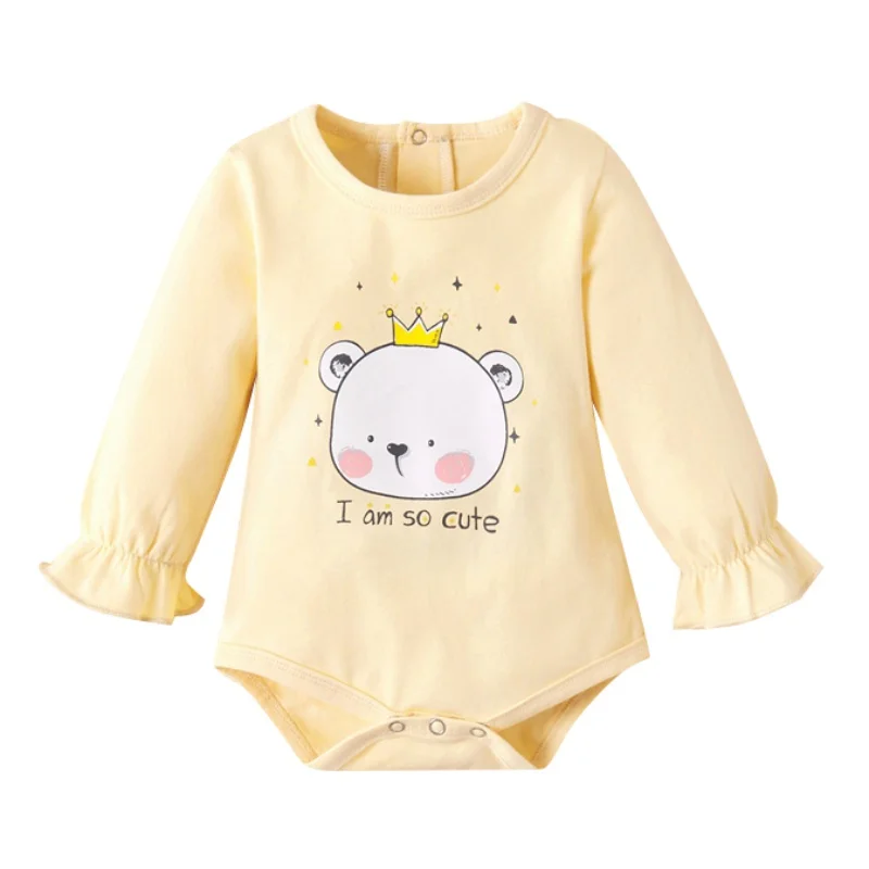 

New Newborn Infant Baby Girls Boys 0-24M Autumn Winter Causal Bodysuits Long Sleeve Solid Cotton Jumpsuits Playsuit