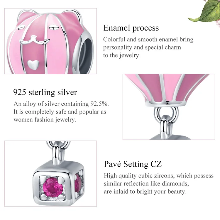 Подлинное серебро 925 пробы Розовая эмаль милый кот Подвеска в виде шара подходит Pandora оберег бусины для браслета девушка ювелирные изделия подарок DIY