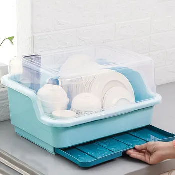 

Large Dish Rack Kitchen Storage Holder Dinnerware Organizer Bowl Plate Portable Tableware Draining Rack Home Shelf Cupboard