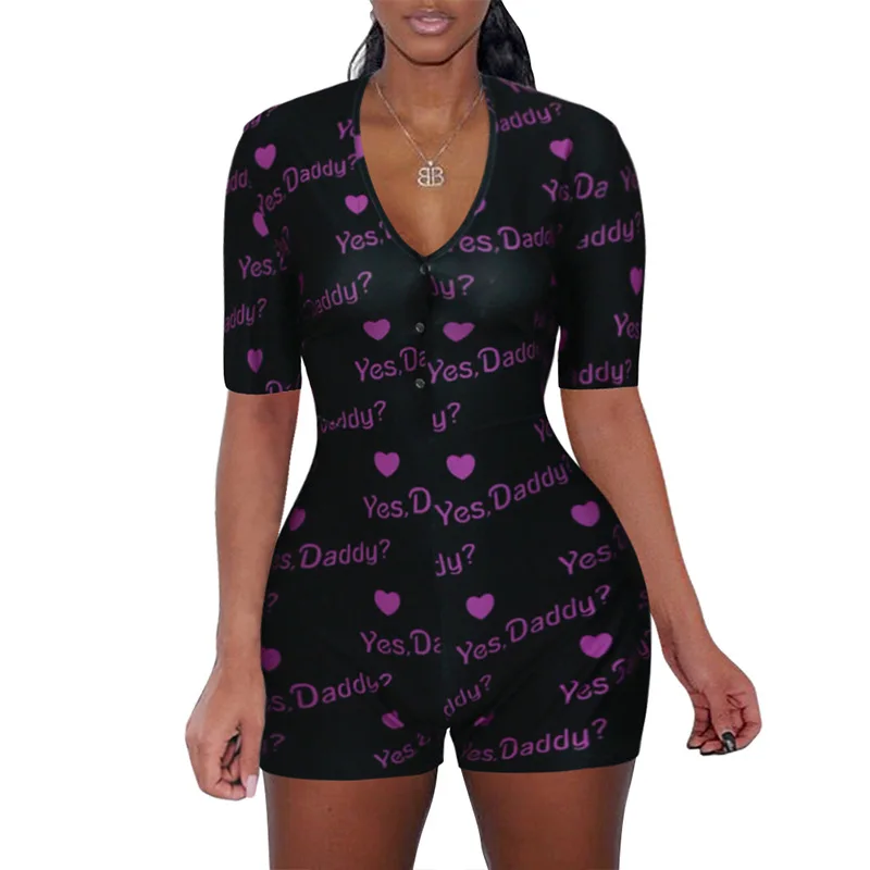 2020 summer short pants Rompers Sexy Bodycon long sleeve print jumpsuit for women DZ002