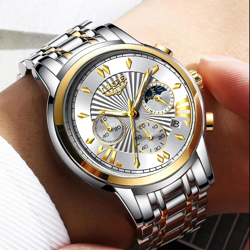 LIGE Orologi Per Gli Uomini di Moda Data Dell'acciaio Inossidabile Degli  Uomini di sport Cronografo Orologio Da Polso Impermeabile Maschio Top  Business Orologio Al Quarzo Militare|Quartz Watches| - AliExpress