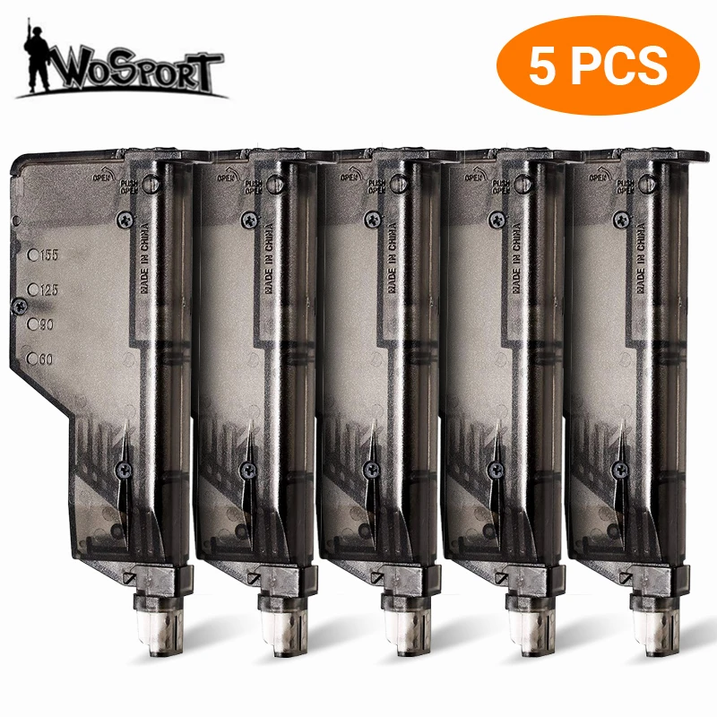 

5Pcs Airsoft Plastic BB Speed loader 155 Rounds War Games Combat Tactical Military BB Loader Paintball Outdoor Hunting Accessory