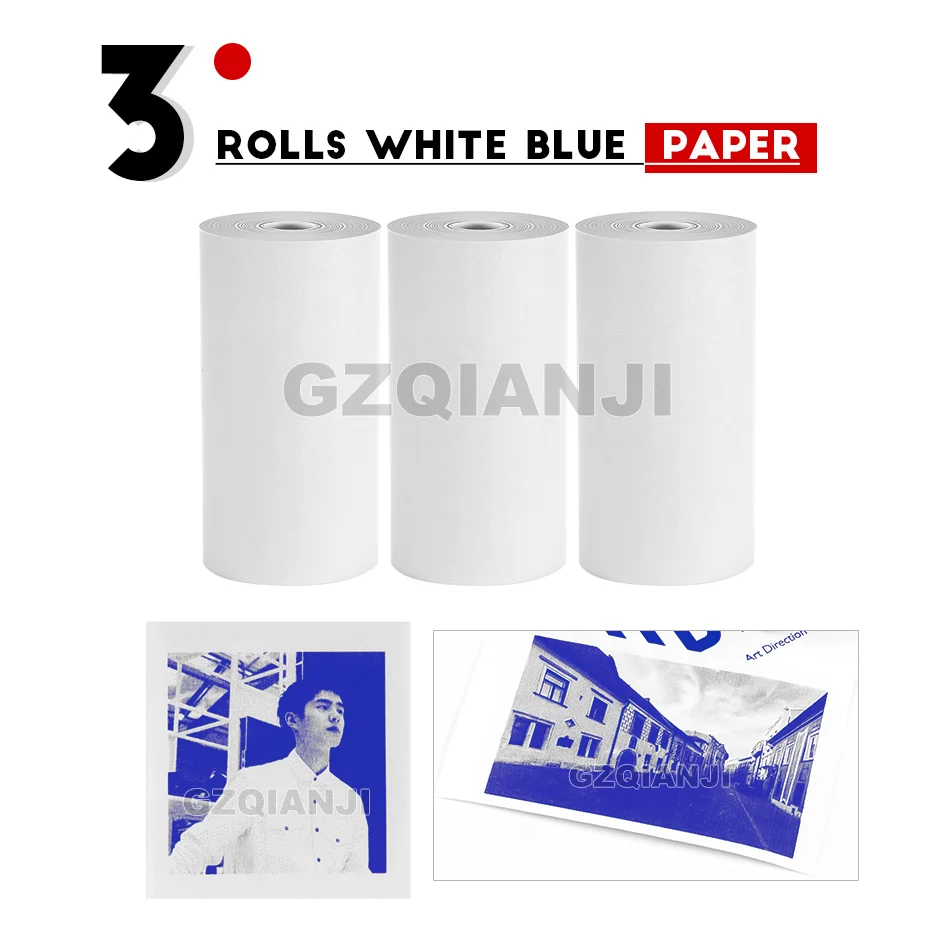 3 Rolls White Blue 57x30 мм Термочувствительная бумага термальная фото получить бумажные наклейки бумага для GZM5804 Peripage фотопринтер(обратите внимание только бумага/чехол - Цвет: 3 Rolls White Blue