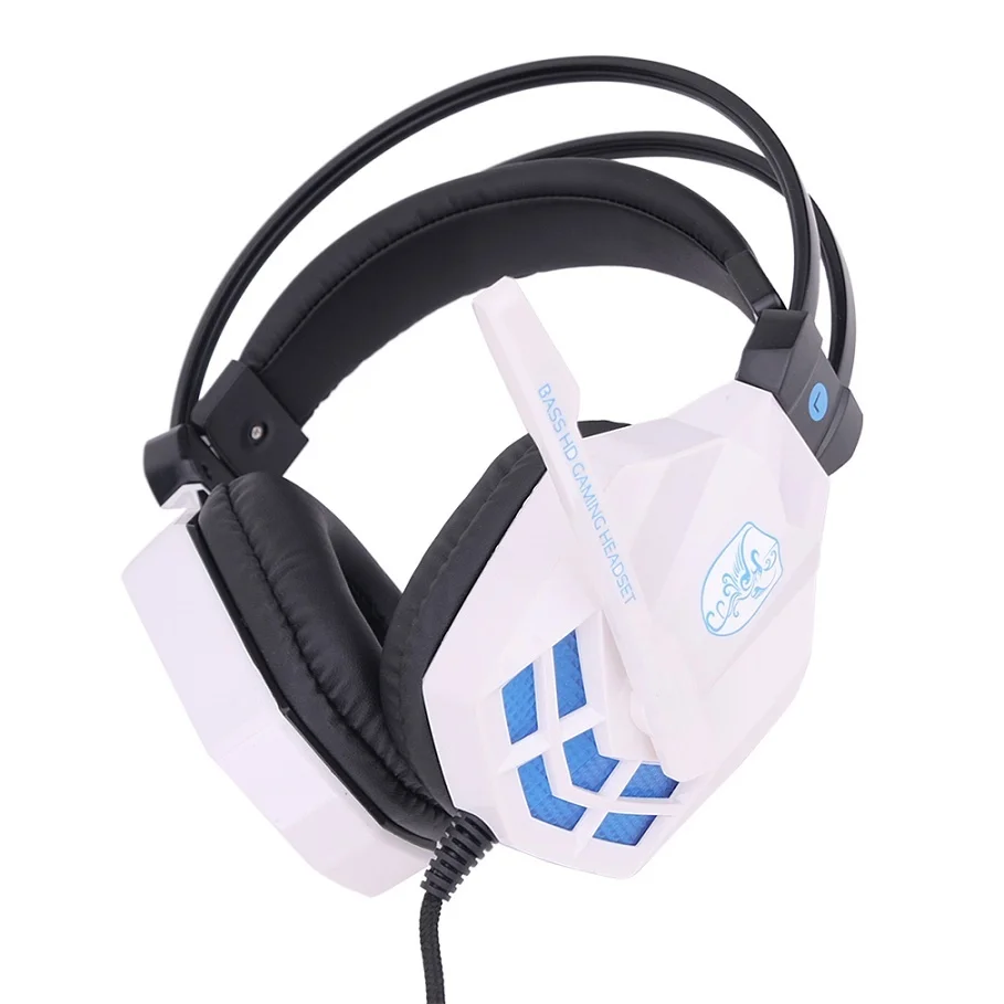 SY850MV модный дизайн игровые гарнитуры для дома и офиса проводные наушники с шумоподавлением с микрофонами для компьютеров ПК - Цвет: White Blue