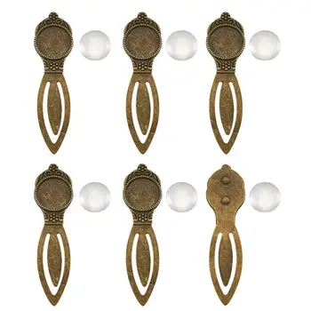 

5 Set 18mm Clear Domed Glass Cabochon Cover for Antique Bronze DIY Alloy Portrait Bookmark Making, Settings: 80x22mm; Tray: 18mm