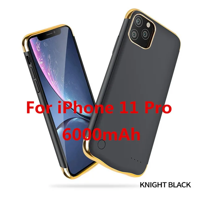 6000 мАч ультра тонкий противоударный внешний аккумулятор чехол для iPhone 11 Pro Чехол для аккумулятора чехол s для iPhone 11 Pro Max чехол для зарядного устройства - Цвет: Black for 11 Pro