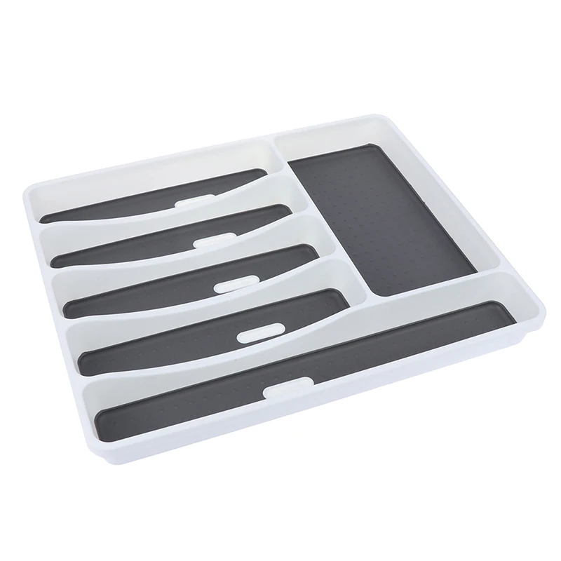6 Compartments Cutlery Tray Kitchen Drawer Kitchen Tableware Tray Organizer Spoon Knife Fork Separation Plastic Storage Box