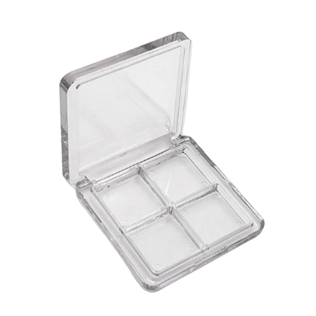 4 Slots Clear Portable Makeup DIY Eyeshadow Palette Case Travel Compact Blusher Lipstick Container Organizer Box