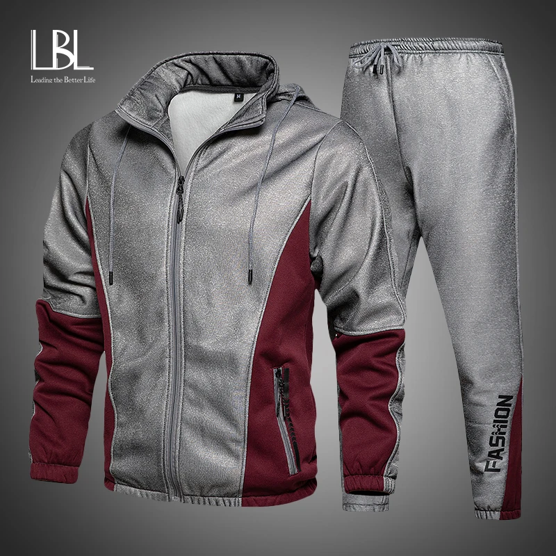 Tracksuit Mens Spring-Clothing Sweatshirt Harem-Pants Streetwear Zipper 2pieces-Sets