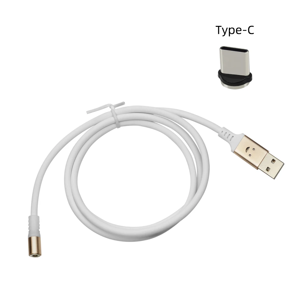 white for Type c Магнитный зарядный usb-кабель CHAURE type C, светящийся провод для передачи данных Micro USB для Iphone, голосовое управление, светодиодный usb-кабель - Color: white for Type c