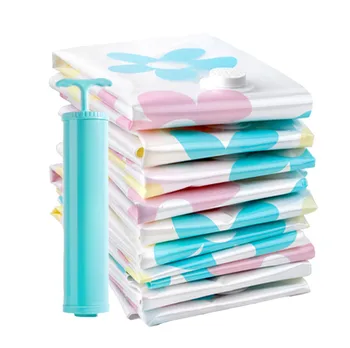 

11pcs/set Clothes Storage Vacuum Print Bag With Valve Home Organizer Transparent Large Foldable Compressed Seal Space Saving Bag