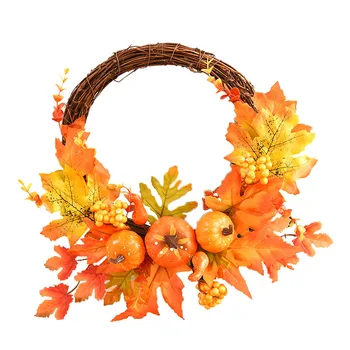 

Christmas wreath creative dead branches pumpkin wreath autumn colors maple leaf vine ring Christmas decoration wholesale