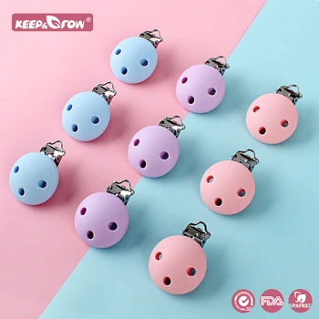 

Keep&Grow 10pcs Round Shaped Pacifier Clips Holder BPA Free Baby Teethers Handmaed Baby Pacifier Chain Accessories
