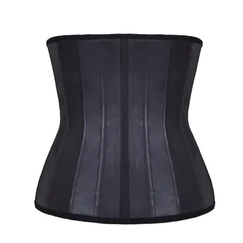 

Black Latex Waist Trainer Corset Belly Slim Belt Body Shaper Modeling Strap 25 Steel Boned Waist Cincher Bust Shappers 2020