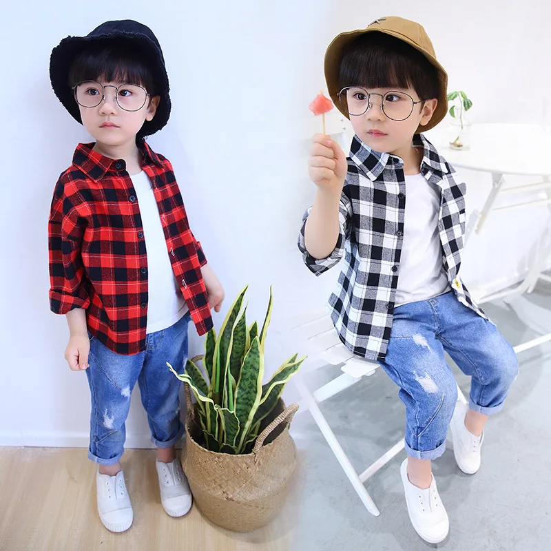 CHILDREN'S Shirt New Style Autumn Clothing BOY'S Casual Plaid Shirt Base Shirt Korean-style Fashion Child
