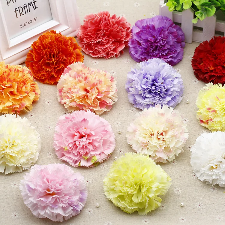 9cm Silk Carnation Heads artificial flower for diy Bridal bouquet wreath accessories Wedding car Decoration home garden flores | Дом и сад