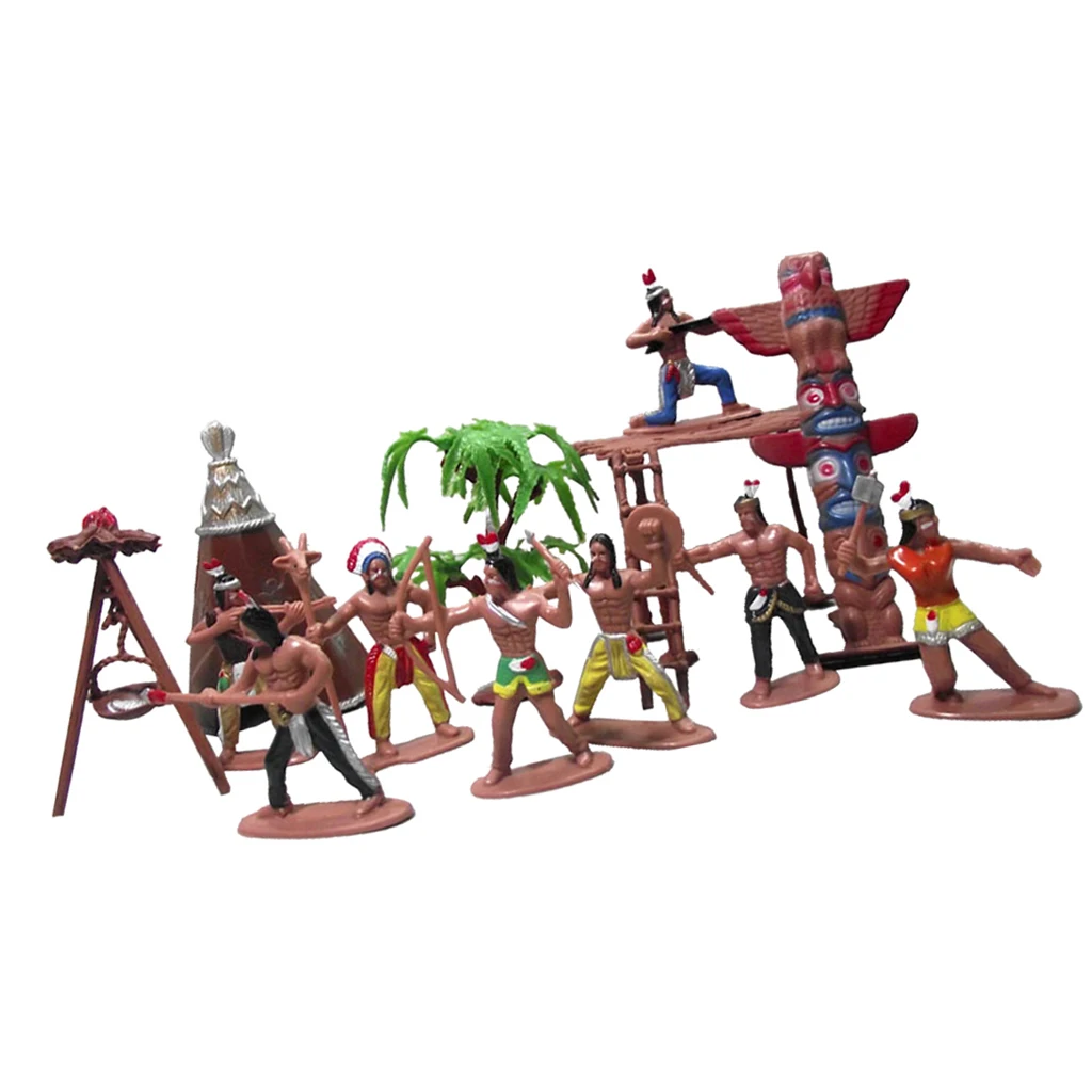 

1 Set People Figures Wild West Indian Model Cowboy Kids Scene Props
