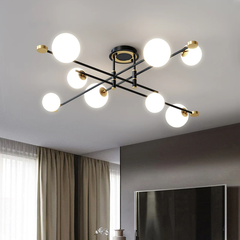 LED Novelty Glass Chandelier Ceiling Nordic Modern living room Lamps Bedroom lighting Home Decoration illumination Black lights
