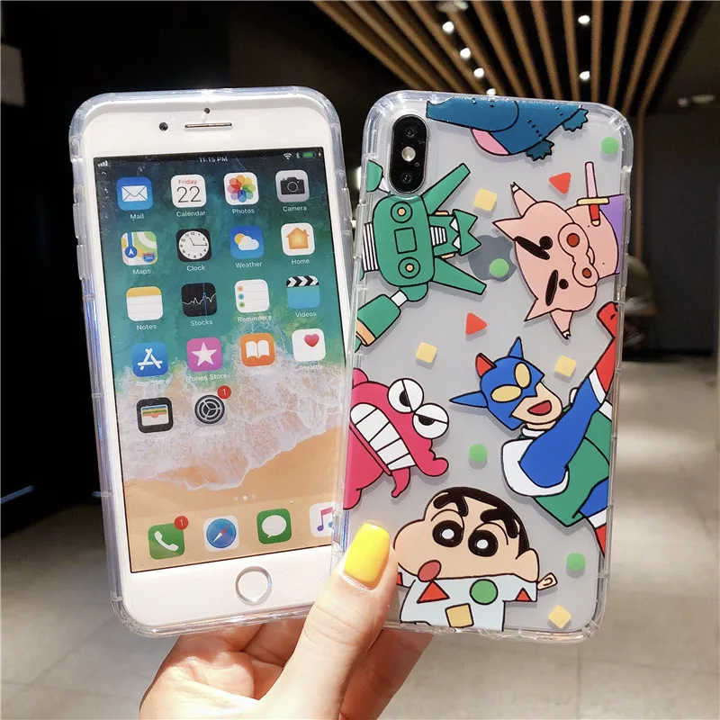 Японский милый Аниме Crayon Shinchan Ultraman чехол для телефона для iPhone 11 Pro Max X XS Max XR 8 7 6 S Plus прозрачный ТПУ задний Чехол Fundas