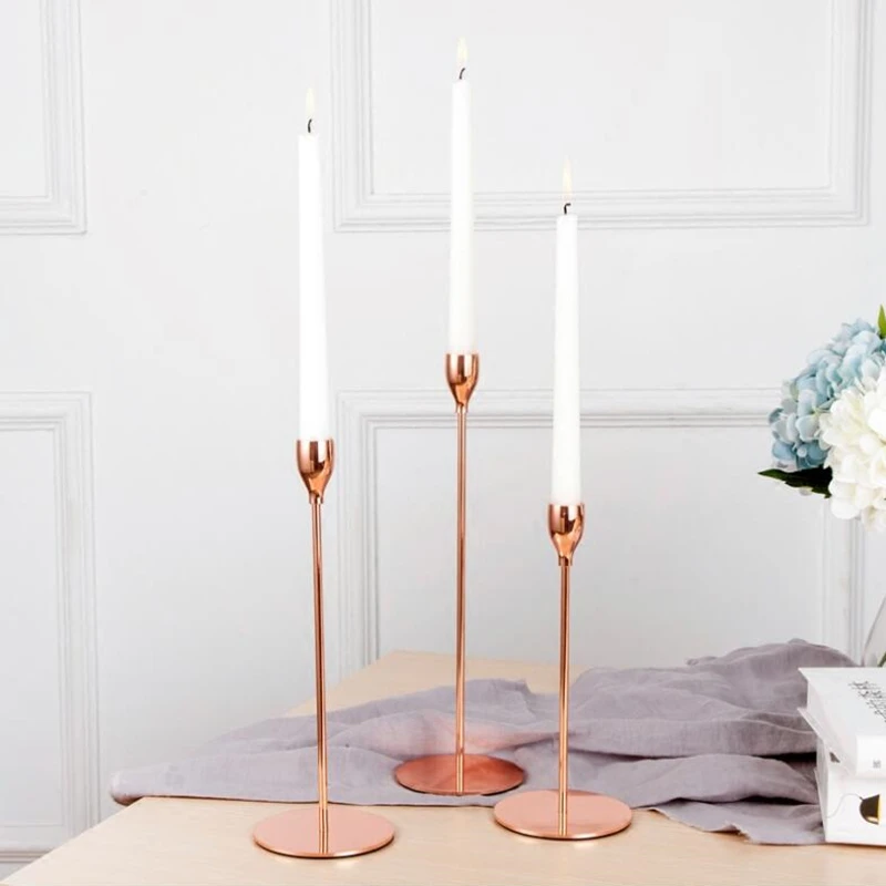 European Style Metal Candle Holders Simple Wedding Decoration Bar Party Living Room Decor Home Table Candlestick candle holders