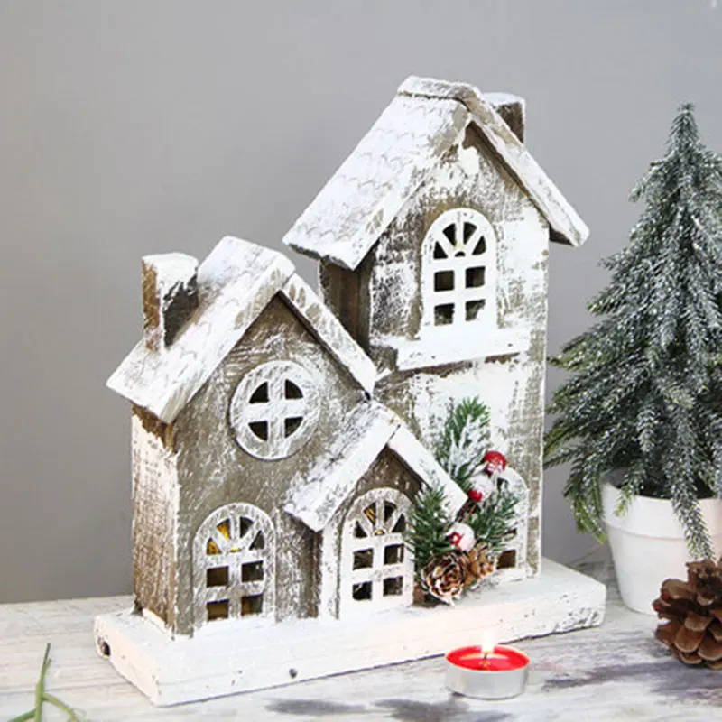 Год 1 шт. год Европейский деревянный Снежный домик светильник Рождественский орнамент для дома вечерние настольные окна Декор светится в темноте