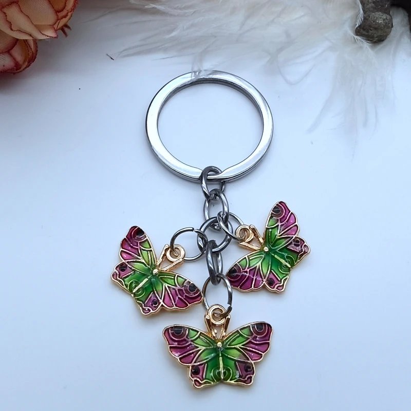 

New Drip Oil Colorful Enamel Butterfly Keychain Insect Car Key Handbags Accessories Jewelry Gifts