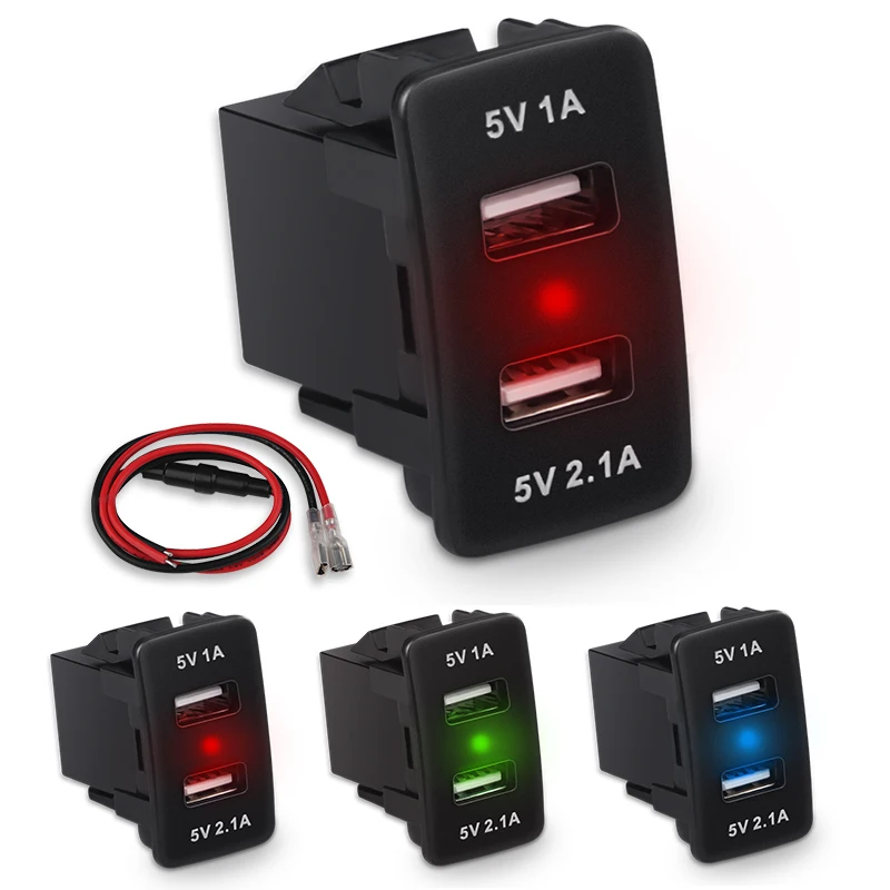 

Dual USB Port LED Car Charger 5V 2.1A Fast Charge For Phone GPS LED Display 12V/24V Power Socket For HONDA Accord 3 Colors