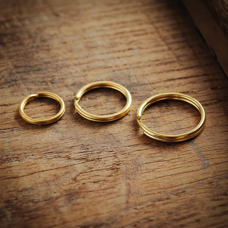 brass round key rings (6)