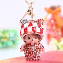 С инкрустацией стразами Panda Meng Qiqi брелок для ключей-на кристаллах креативный автомобиль металлический брелок сумка с подвесками орнамент оптом