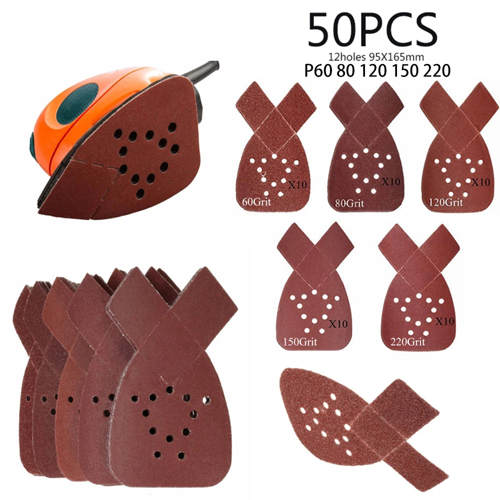 50 шт. шлифовальных листов для Black& Decker мышь DCMS20C BDEMS600 оксид алюминия