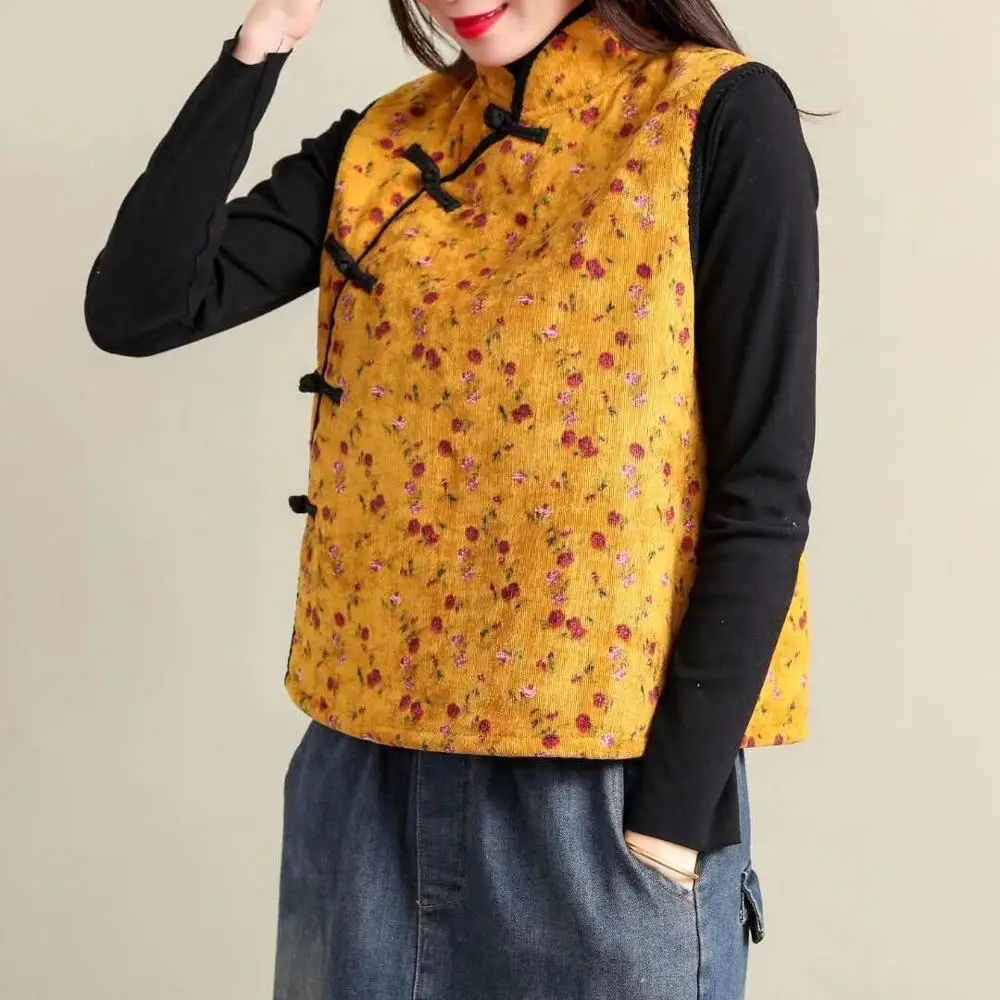 Литературный ретро зима новый стенд воротник swashplate пряжки цветочный плюс бархат