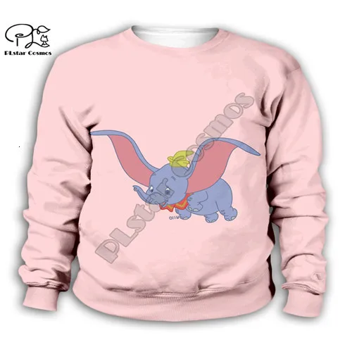 Family clothing Kids baby 3D Hoodies anime Dumbo Print zipper coat Boy Girl pink Sweatshirt children kawaii - Цвет: Kids sweatshirts