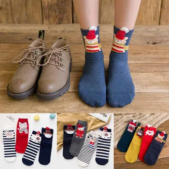 

4PCs Winter Fashion Funny Socks Women Cotton Christmas Socks Cute Socks Casual Socks Home Floor Socks W1125