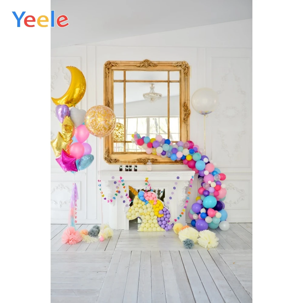 Birthday Unicorn Party Balloons Photophone Interior Decor Baby Portrait Photography Backdrops Baby Backgrounds For Photo Studio