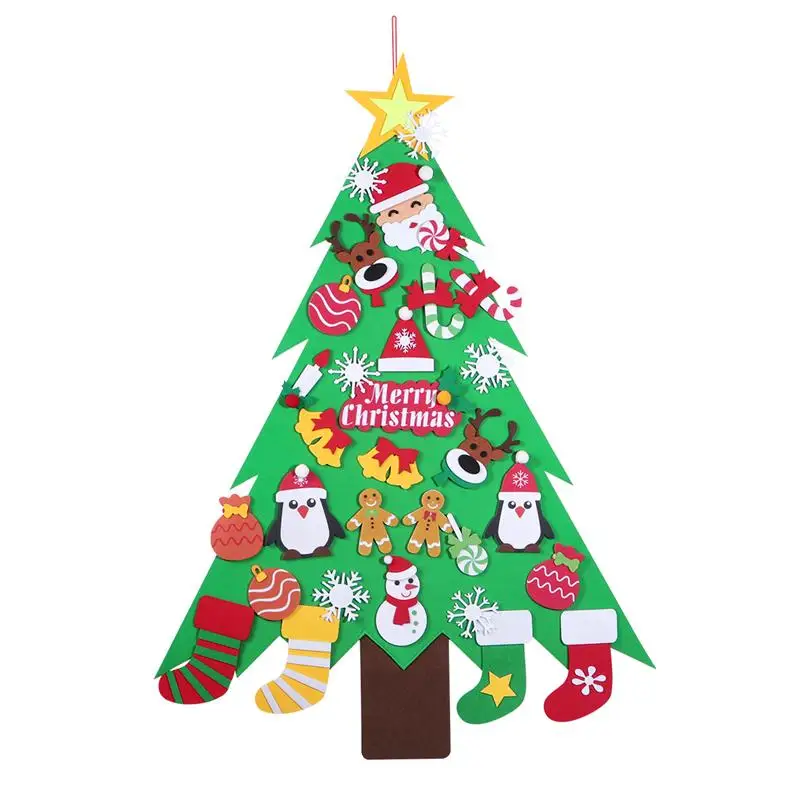 32pcs Set Amosfun DIY Christmas Tree Magic Felt Creative Jigsaw Puzzle Toy For Festival Party Christmas Gift For Children DIY A3