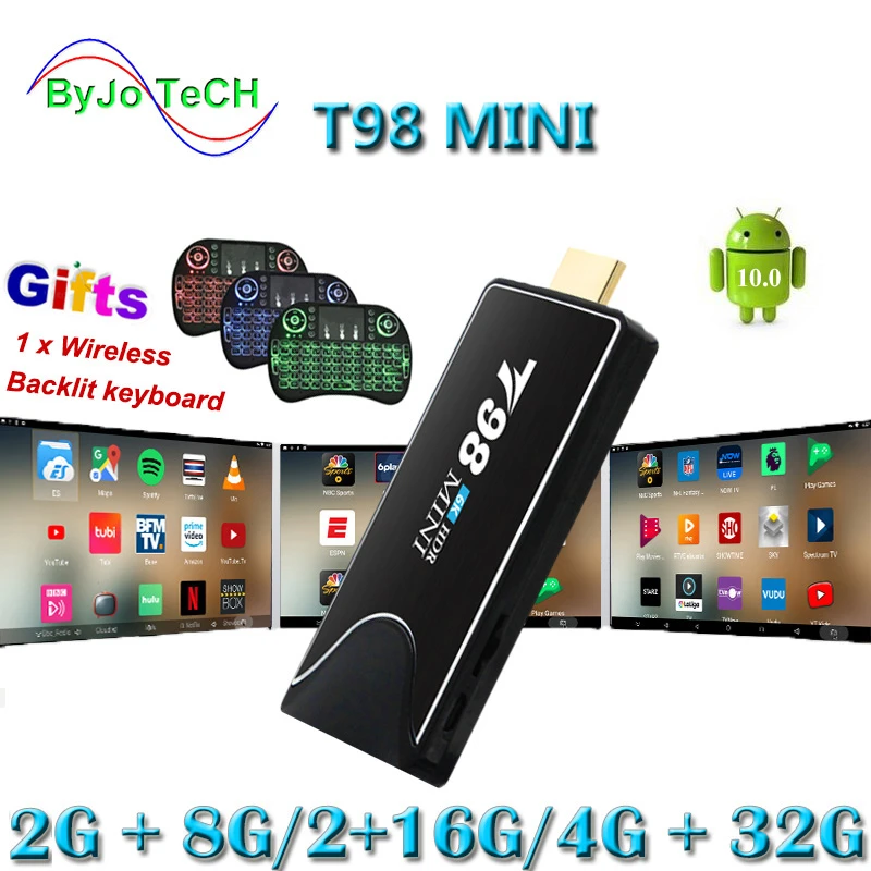T98 Mini 6k Tv Stick Android 10.0 Mini Pc Dongle Miracast Wifi Tv Box 4k  Hdr 4g 32g Optional - Tv Stick - AliExpress