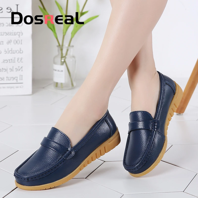 

Dosreal New Arrival Spring Summer Women Flats Shoes Big Size 44 Fashion Shoes Ladies Comfort Loafers Hot Cow Leather Casual Shoe