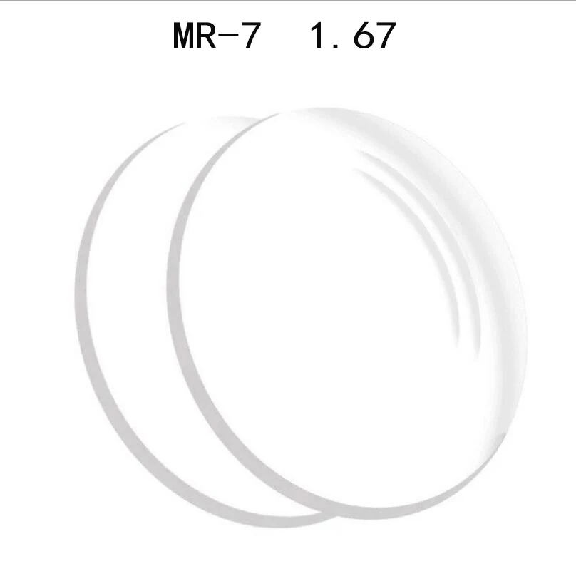 1,67(0,00~-10,00) MR-7 Асферические стекла из смолы линзы, пленка по рецепту радиационной защиты Близорукость Оптические линзы BQ010