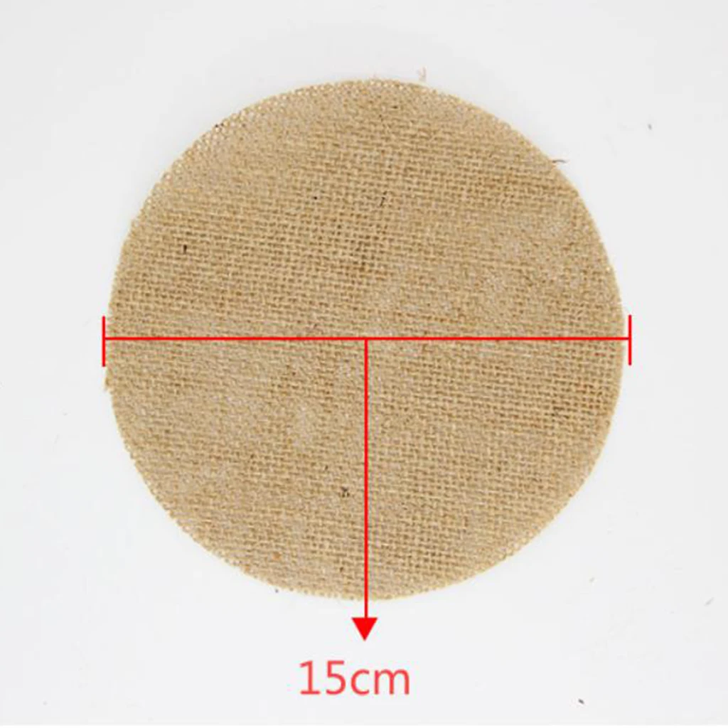 10pcs Round Burlap Placemats Washable Doilies Coaster for Home Kitchen Table Mat Decor Wedding Party Desk Ornament DIY Craft