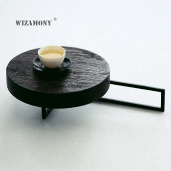 

WIZAMONY Japanese Iron Ebony Combination Dry-Bulb Disk Small Tray Creative Tea Space Pot of Tea Kung Fu Tea Saucer