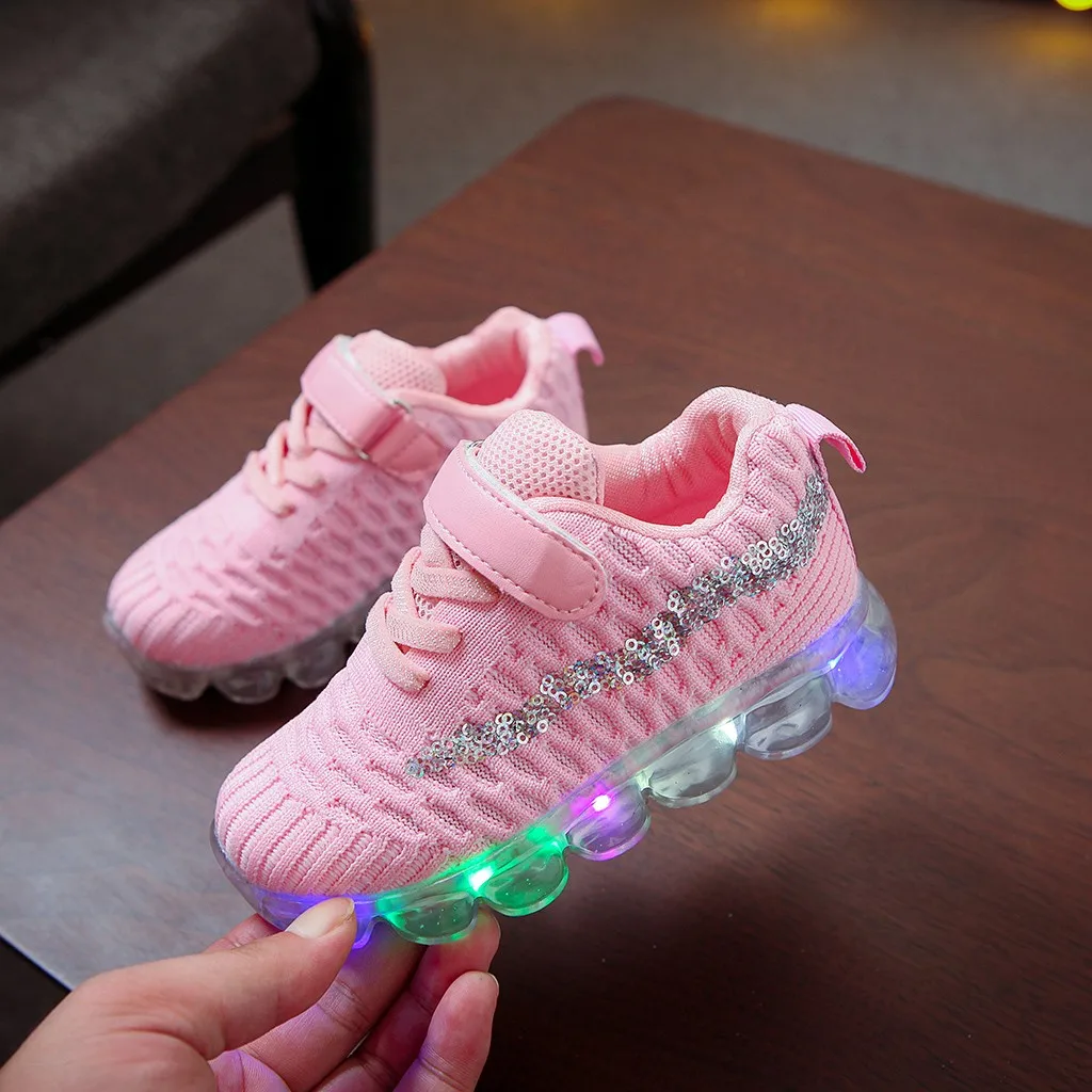 Детская Обувь со светодиодной подсветкой Одежда для детей; малышей; девочек мальчиков Bling светодиодный световой удобные спортивные беговые кроссовки; повседневная обувь; Sapato Infantil детские светильник обувь на шнуровке