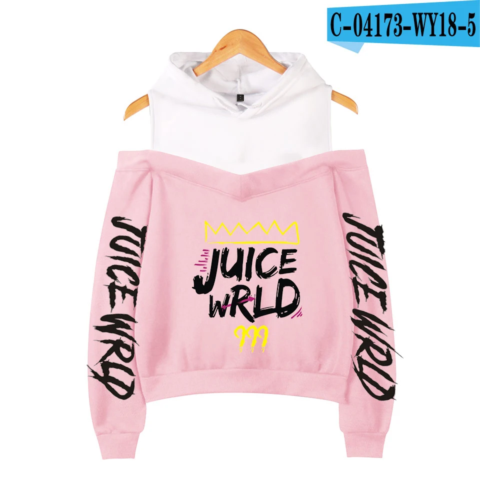 Juice WRLD толстовка с капюшоном, с открытыми плечами, милая, без бретелек, сексуальная девушка, толстовка, японская мода, модная рубашка - Цвет: pink