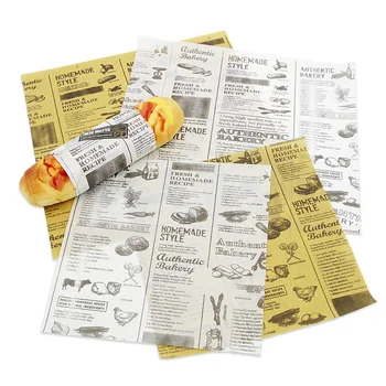 

100 Sheets Food Grade Oil Prooft Papers Personality Pattern Fried Food Baking Packaging Wrappers
